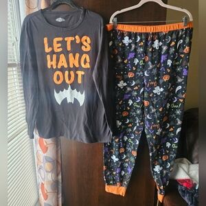 Halloween Pajama Set - Black and Orange Size Large